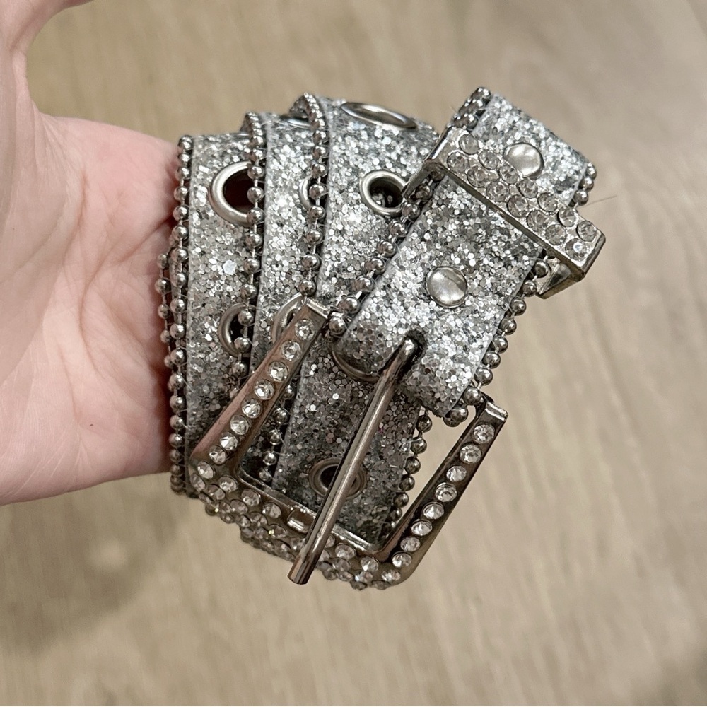 Silver Glitter Belt